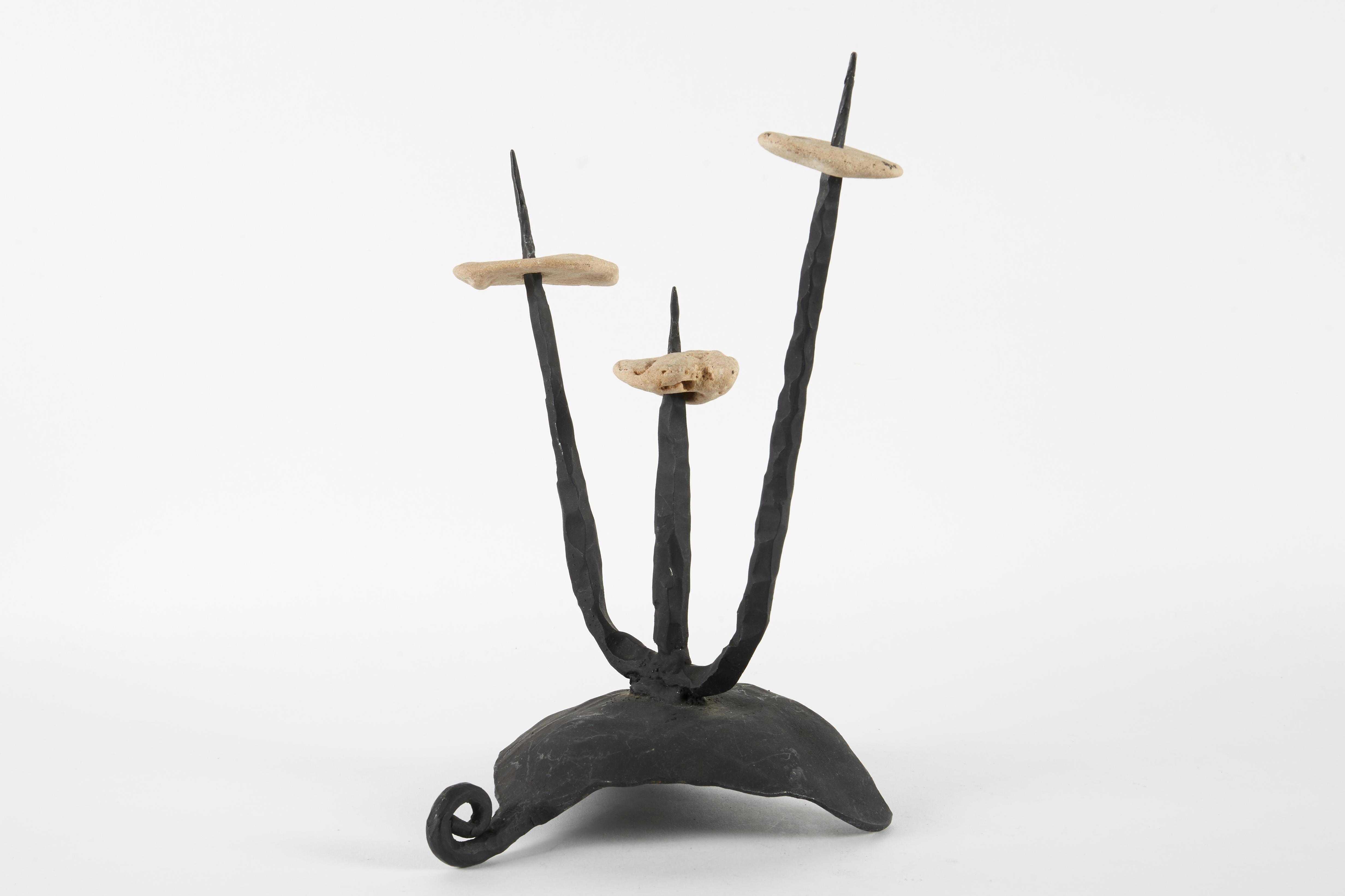 Mid-20th Century Pair of Brutalist Candleholders/Sculptures by David Palombo For Sale 2
