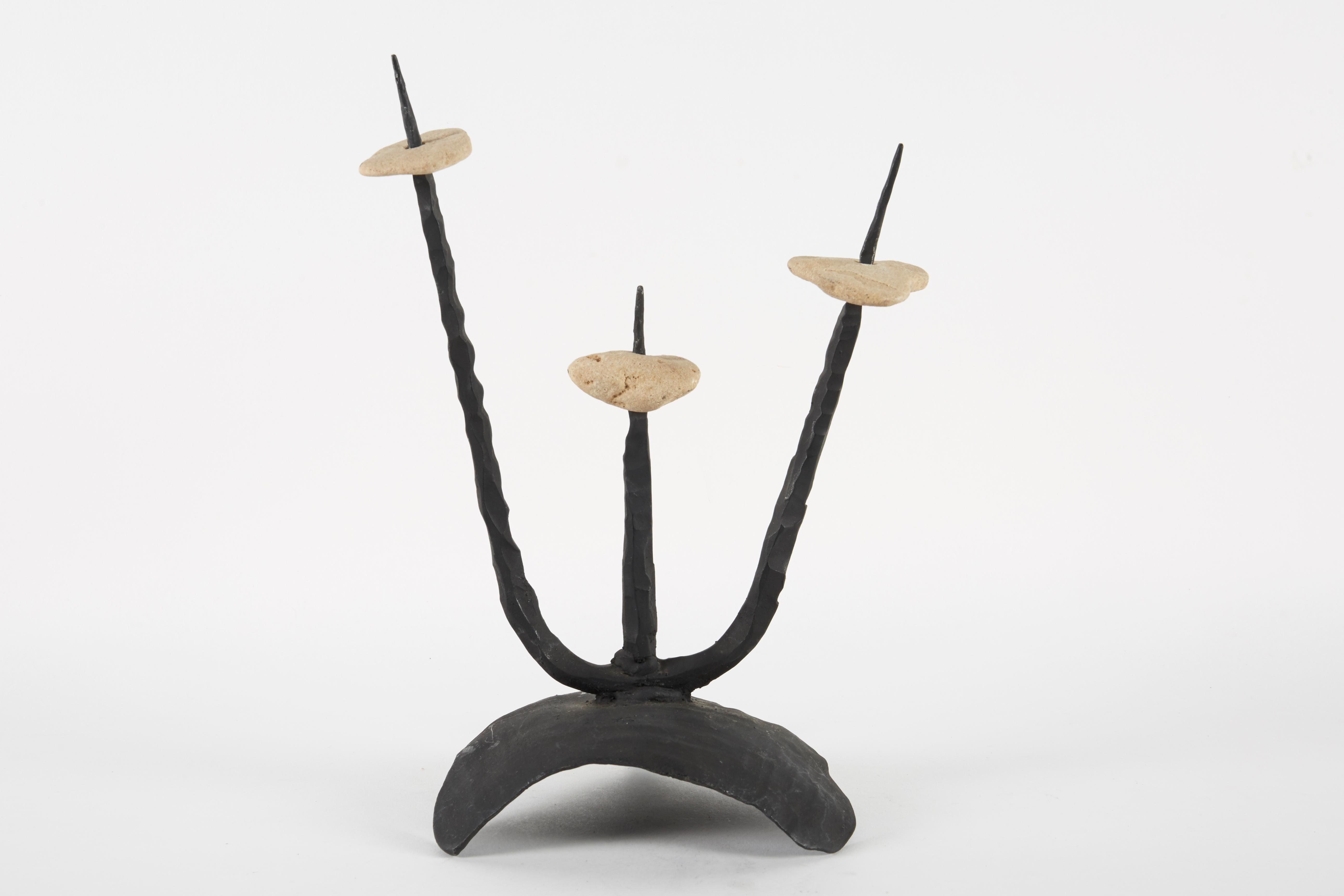 Mid-20th Century Pair of Brutalist Candleholders/Sculptures by David Palombo For Sale 3
