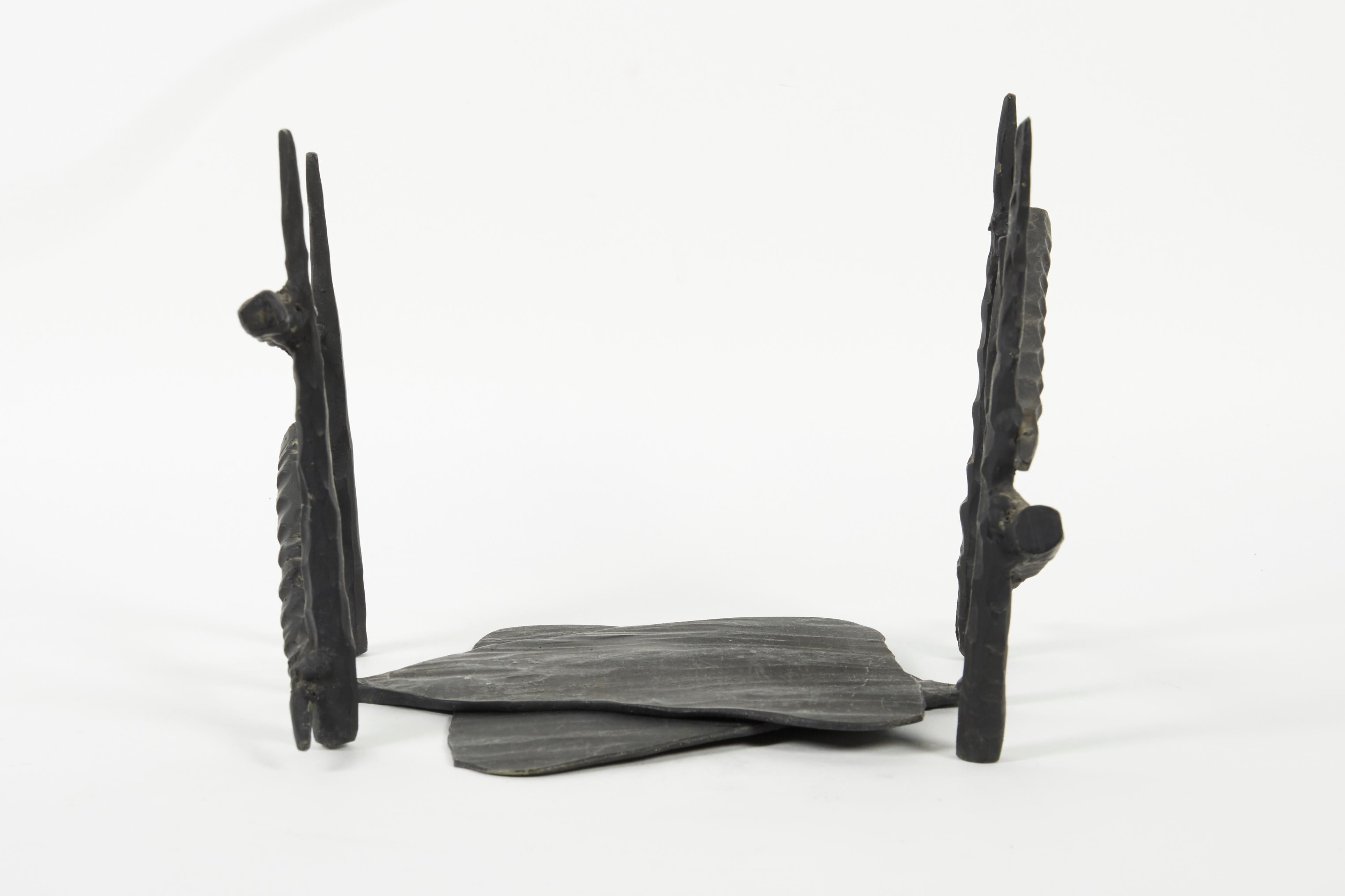 Israeli Mid-20th Century Pair of Brutalist Iron Bookends by David Palombo For Sale