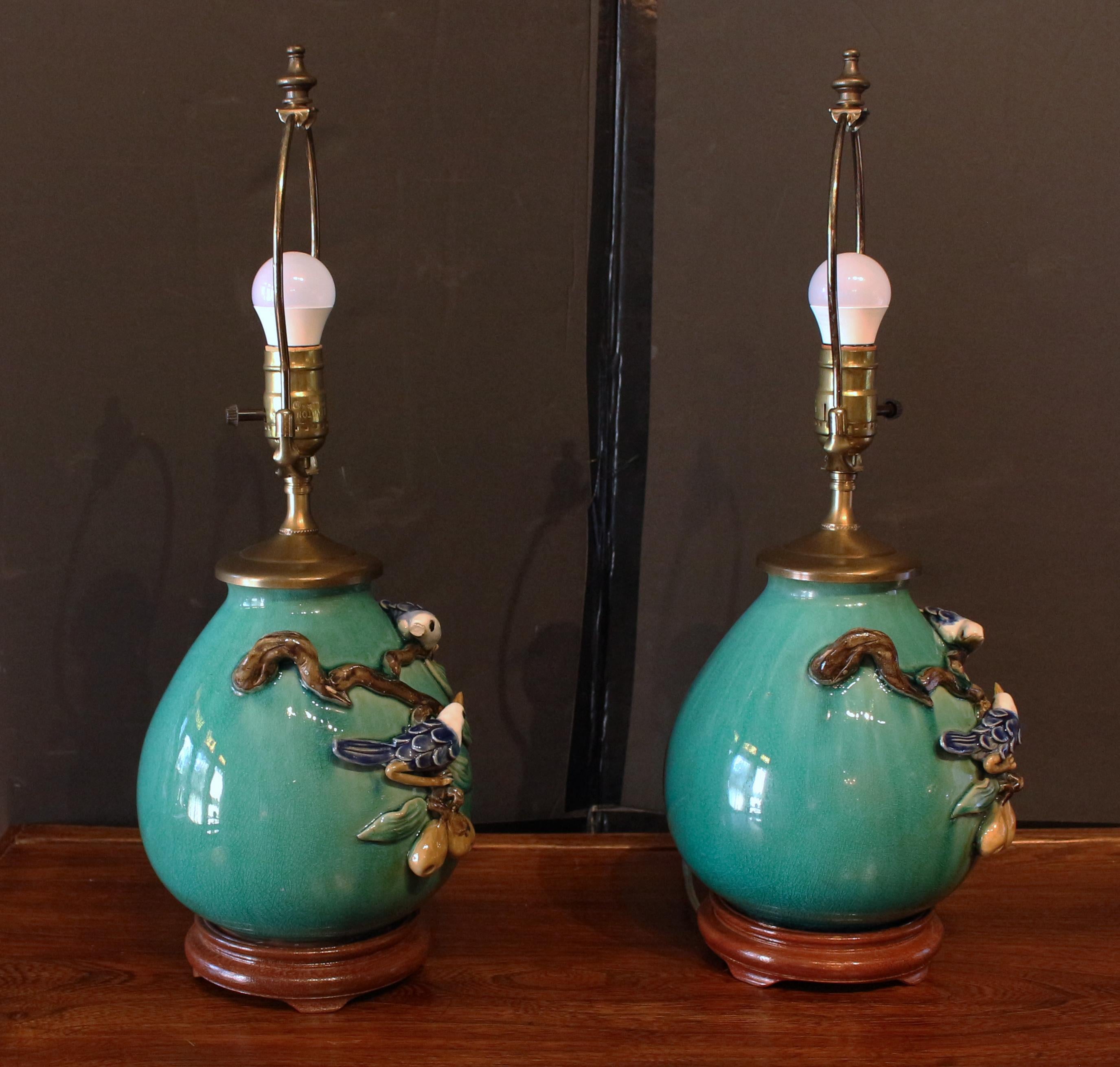 Aesthetic Movement Mid-20th Century Pair of Chinese Porcelain Lamps