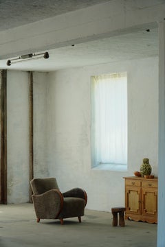 Mid 20th Century, Pair of Danish Art Deco Armchairs, Birch & Lambswool, 1940s
