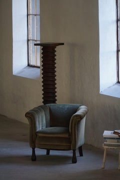 Milieu du 20e siècle, paire de chaises longues danoises en velours vert, années 1940