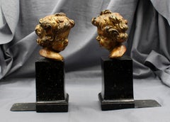 Mid-20th Century Pair of Faux Marble and Plaster Bookends
