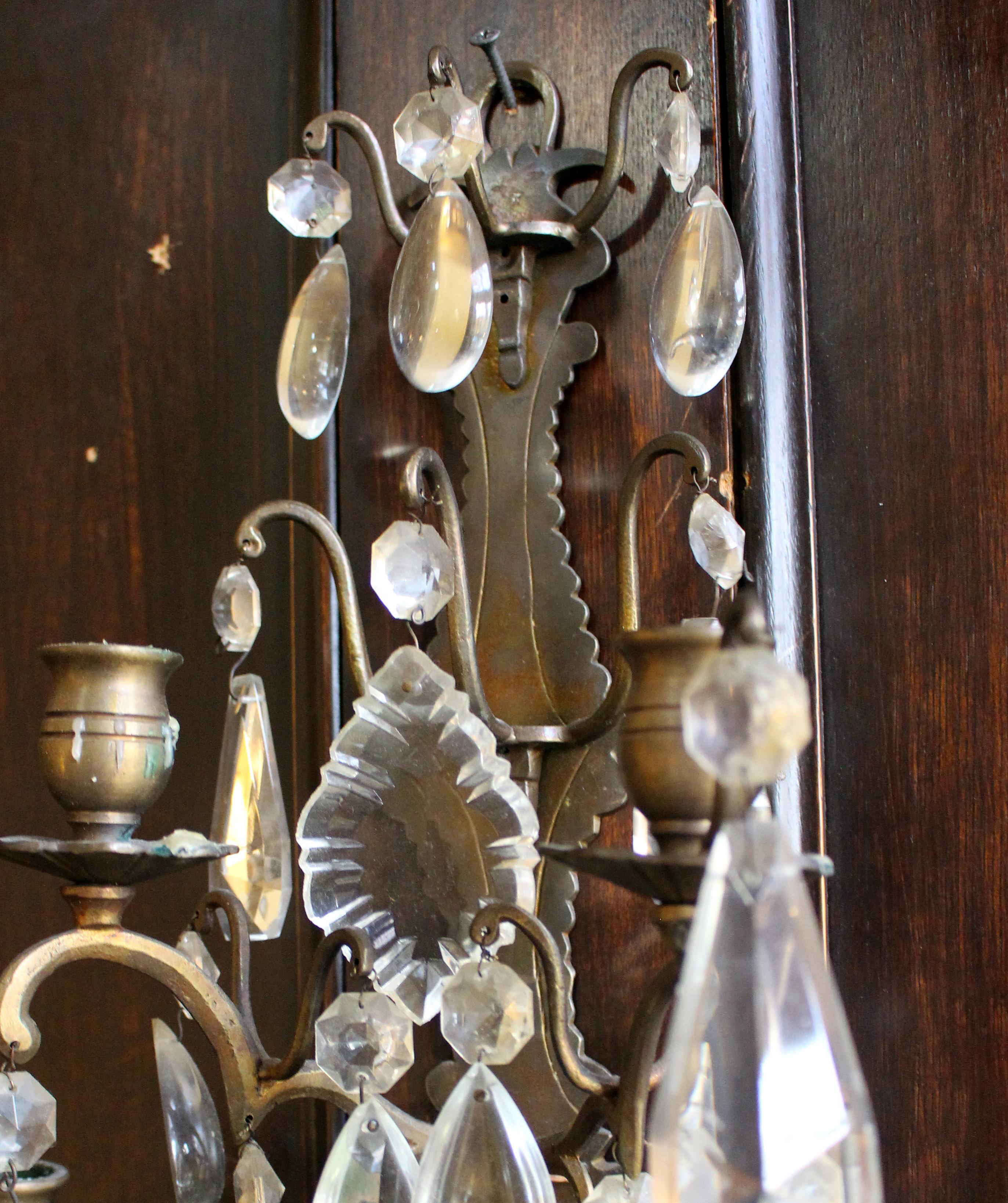 Bronze Mid-20th Century Pair of French 5-Light Wall Sconces