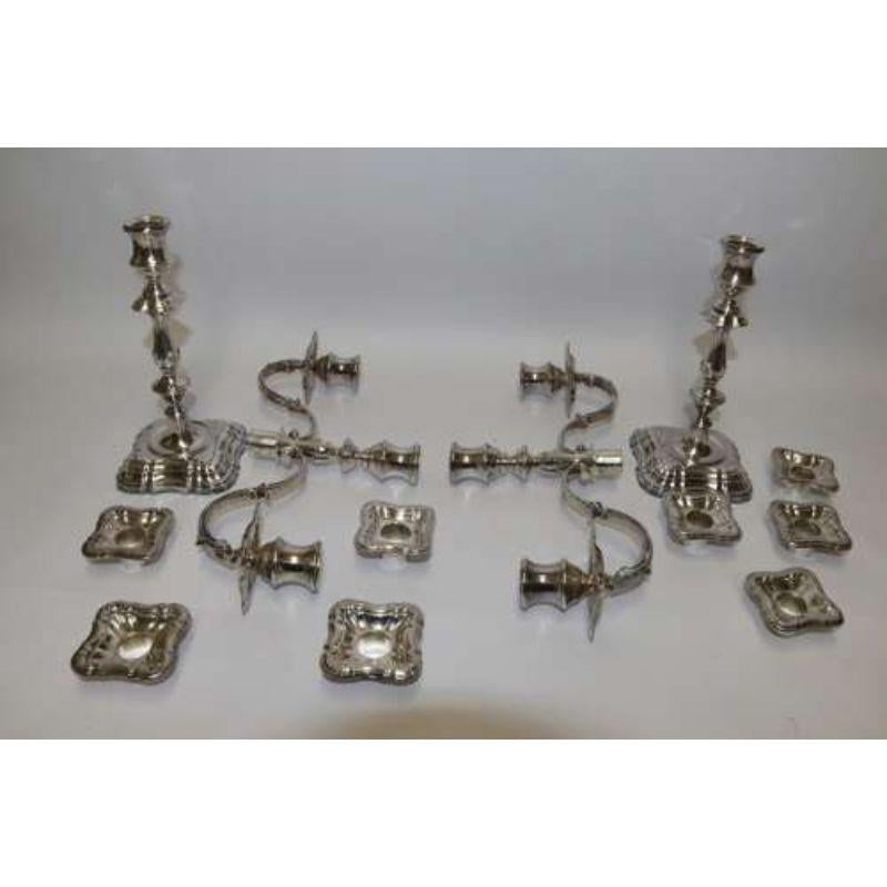 English Mid 20th Century Pair of Hallmarked Silver Candelabra, Sheffield 1966 7 For Sale
