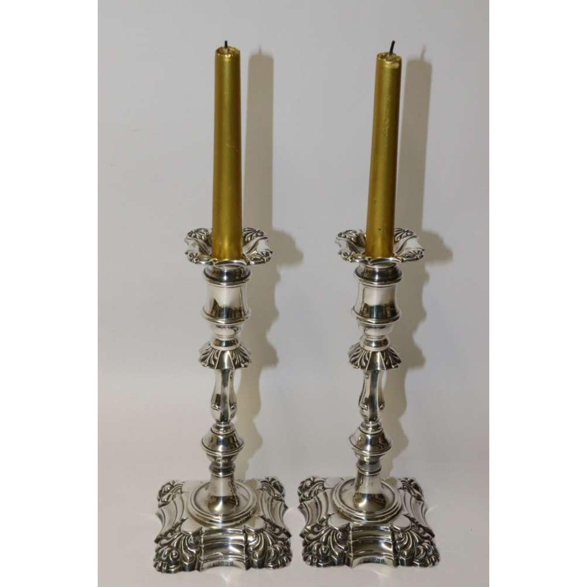 Mid-20th Century Pair of Heavy Gauge Silver Candle Sticks, Birmingham 1966 -7 In Good Condition In Central England, GB