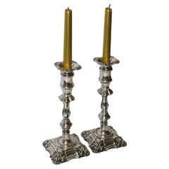 Mid-20th Century Pair of Heavy Gauge Silver Candle Sticks, Birmingham 1966 -7