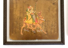 Mid-20th Century Pair of Indian Paintings on Raj Period Court Documents