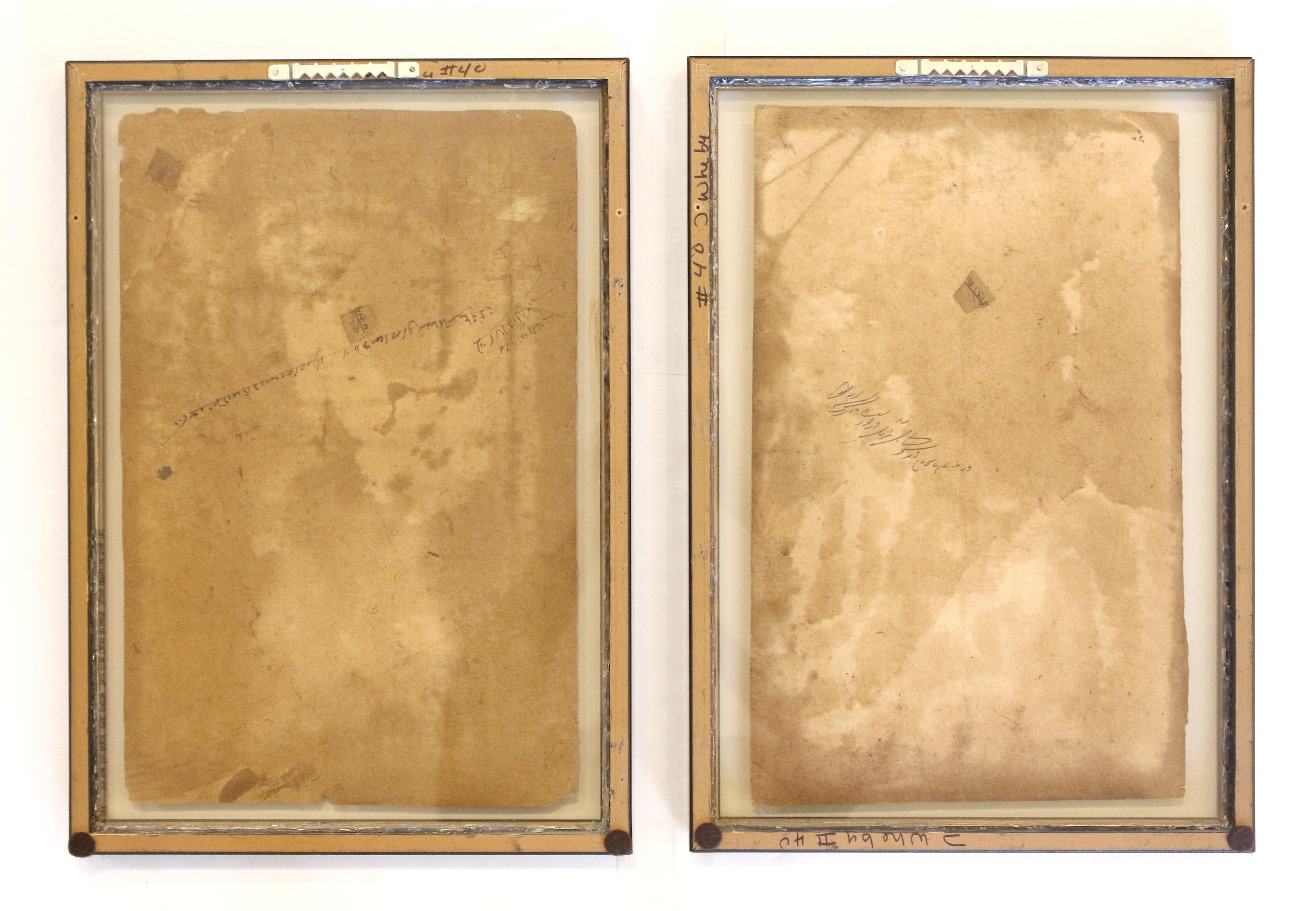 Mid-20th Century Pair of Indian Paintings on Raj Period Court Documents 1