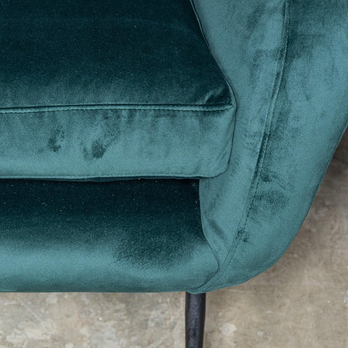 Paire de fauteuils italiens en velours vert et laiton du milieu du XXe siècle, c.1950 en vente 9