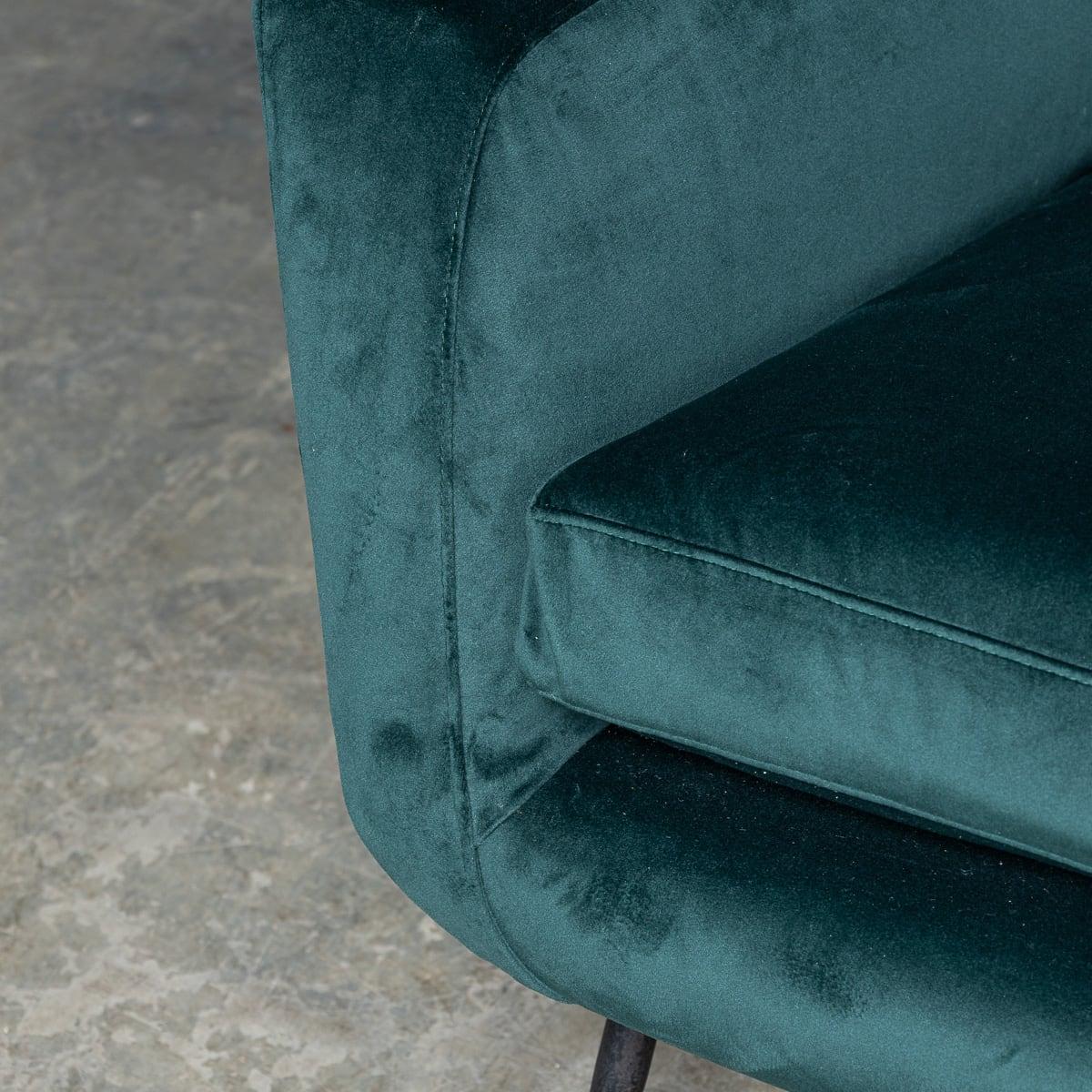 Paire de fauteuils italiens en velours vert et laiton du milieu du XXe siècle, c.1950 en vente 12