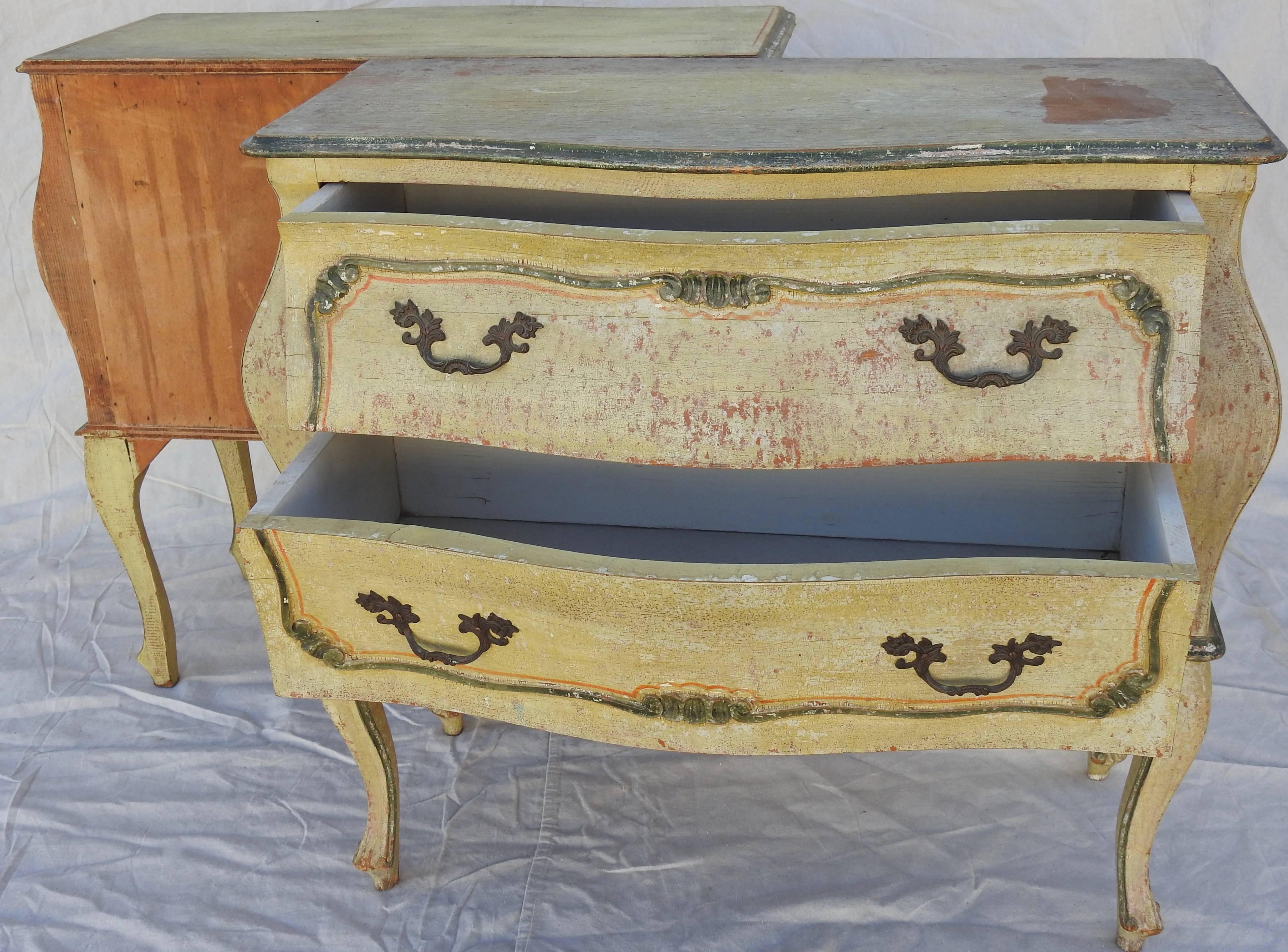 Cast Mid-20th Century Pair of Italian Hand-Painted Bombay Chest