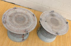 Mid-20th Century Pair of Large Southeast Asian Rain Drum Side Tables