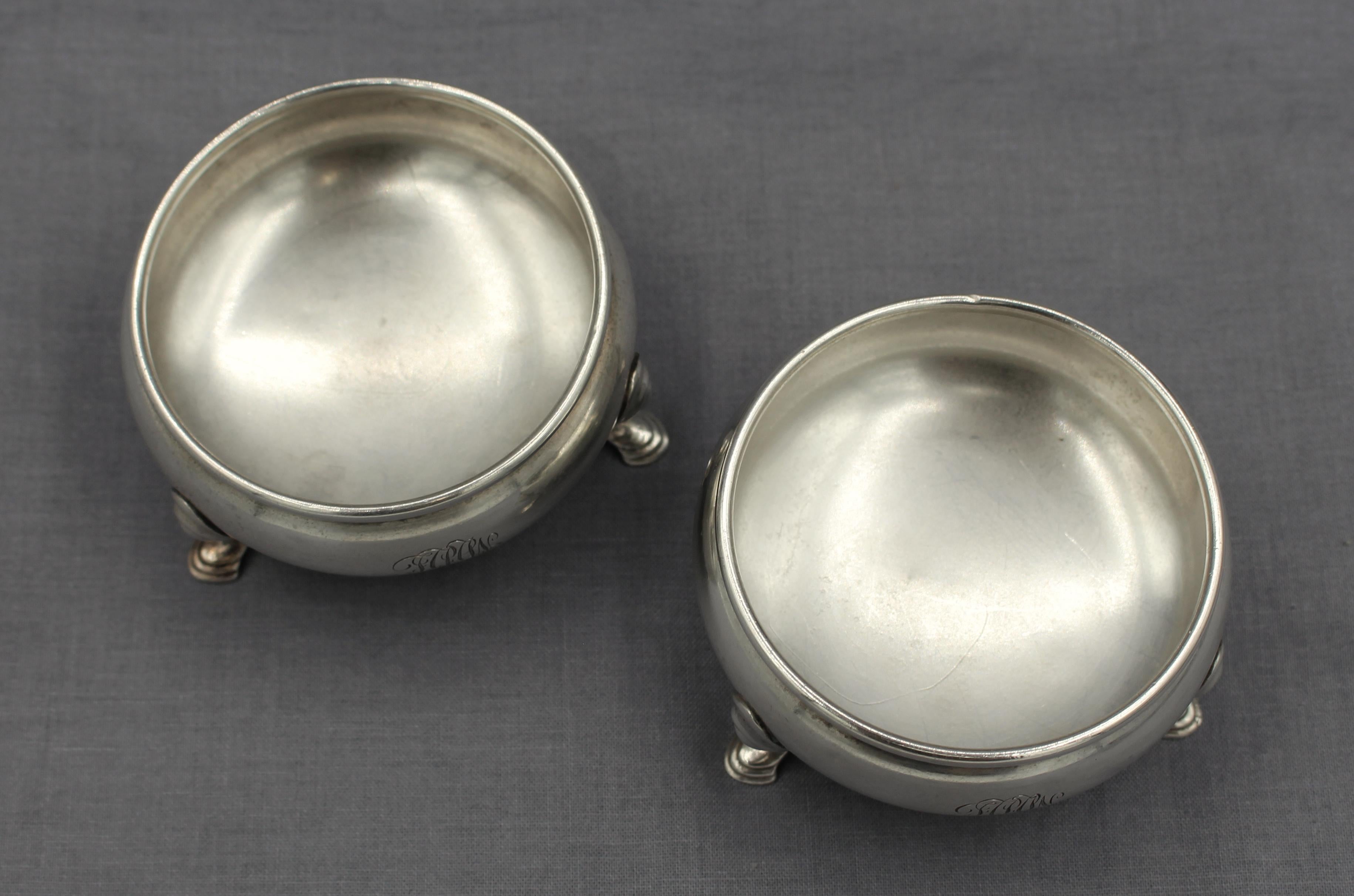 George II Mid-20th Century Pair of Open Master Salts by Ellmore Silver Company