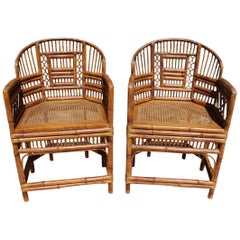 Mid-20th Century Pair of Oriental Bamboo Sofa Chairs