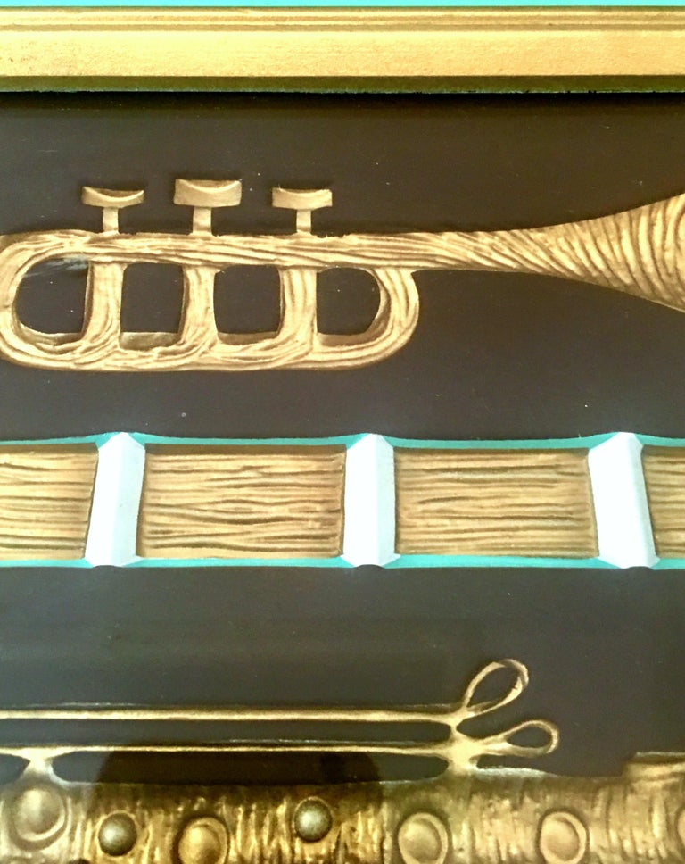 Mid20th Century Pair of Original Musical Instrument Paintings by