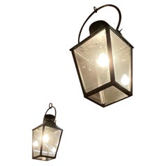 Mid-20th Century Pair of Pewter Lanterns