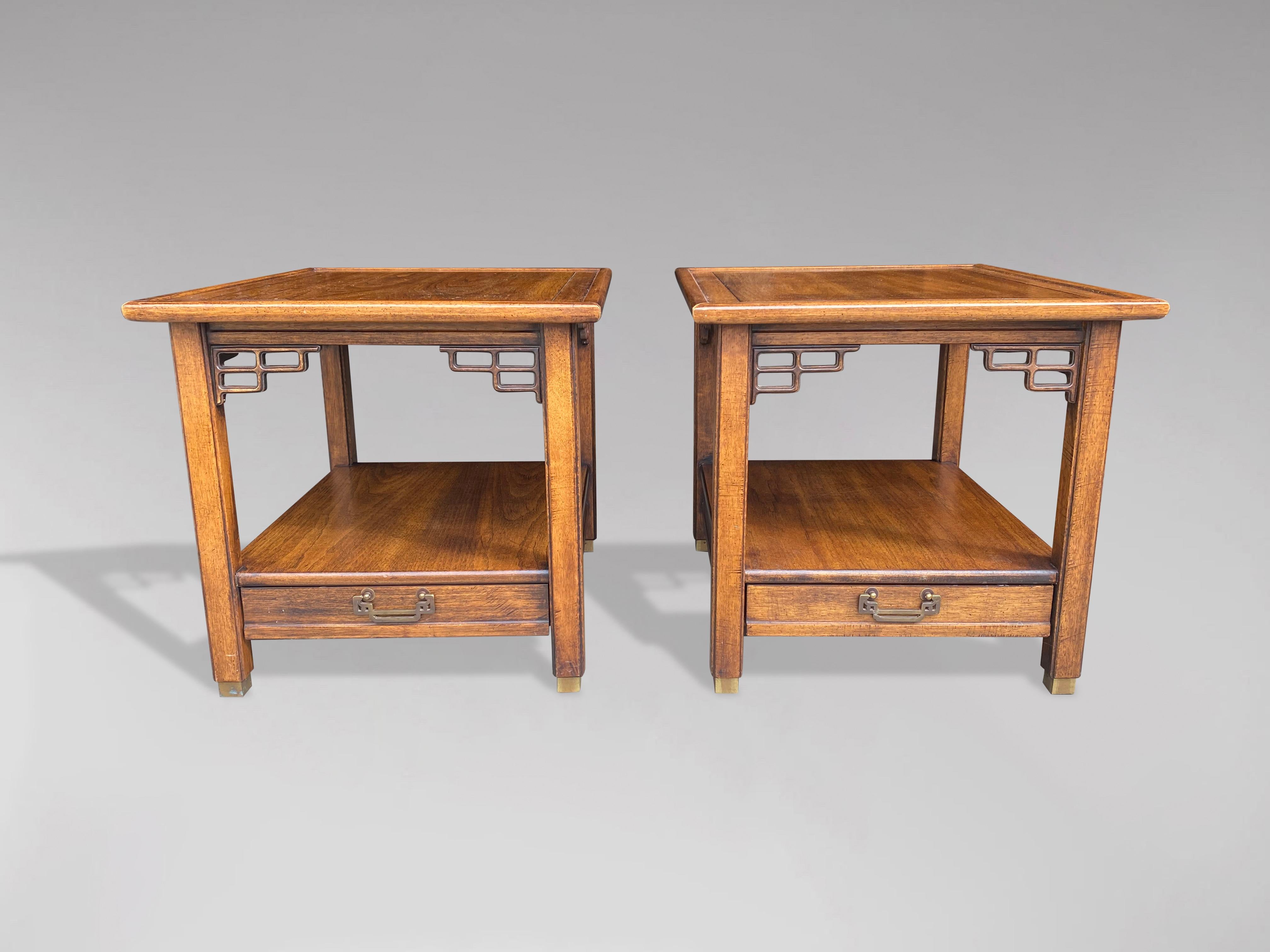 Chinese Export Mid-20th Century Pair of Side Tables in Elm