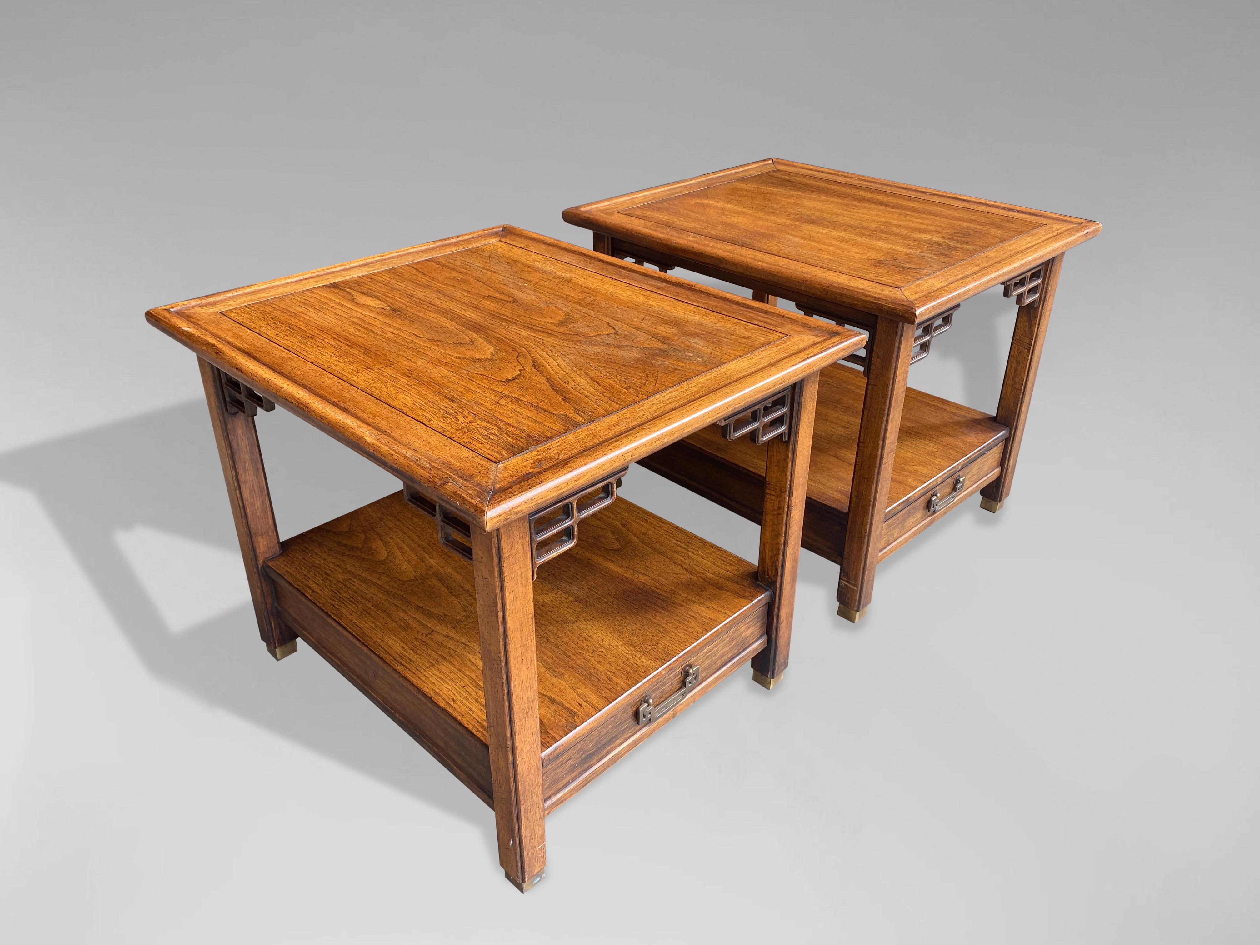Chinese Mid-20th Century Pair of Side Tables in Elm