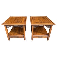 Mid-20th Century Pair of Side Tables in Elm