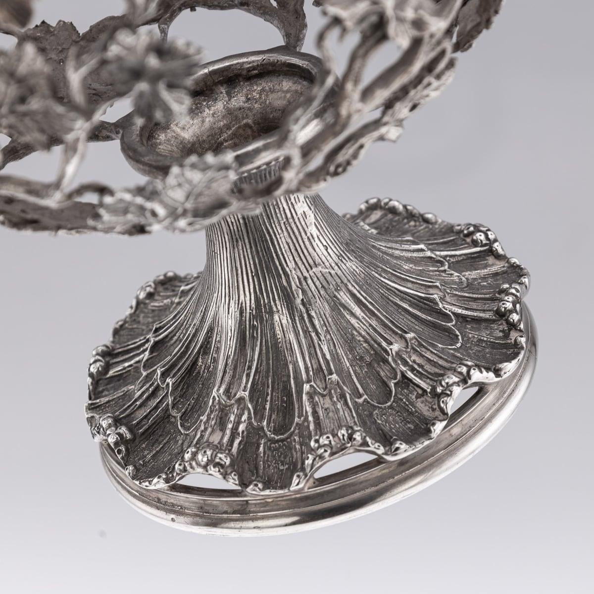 Pareja De Enfriadores De Vino De Plata Maciza Con Inserciones De Cristal De Mediados Del Siglo XX 11