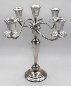 Mid-20th Century Pair of Sterling 5-Light Candelabras by Newport Silver Co.