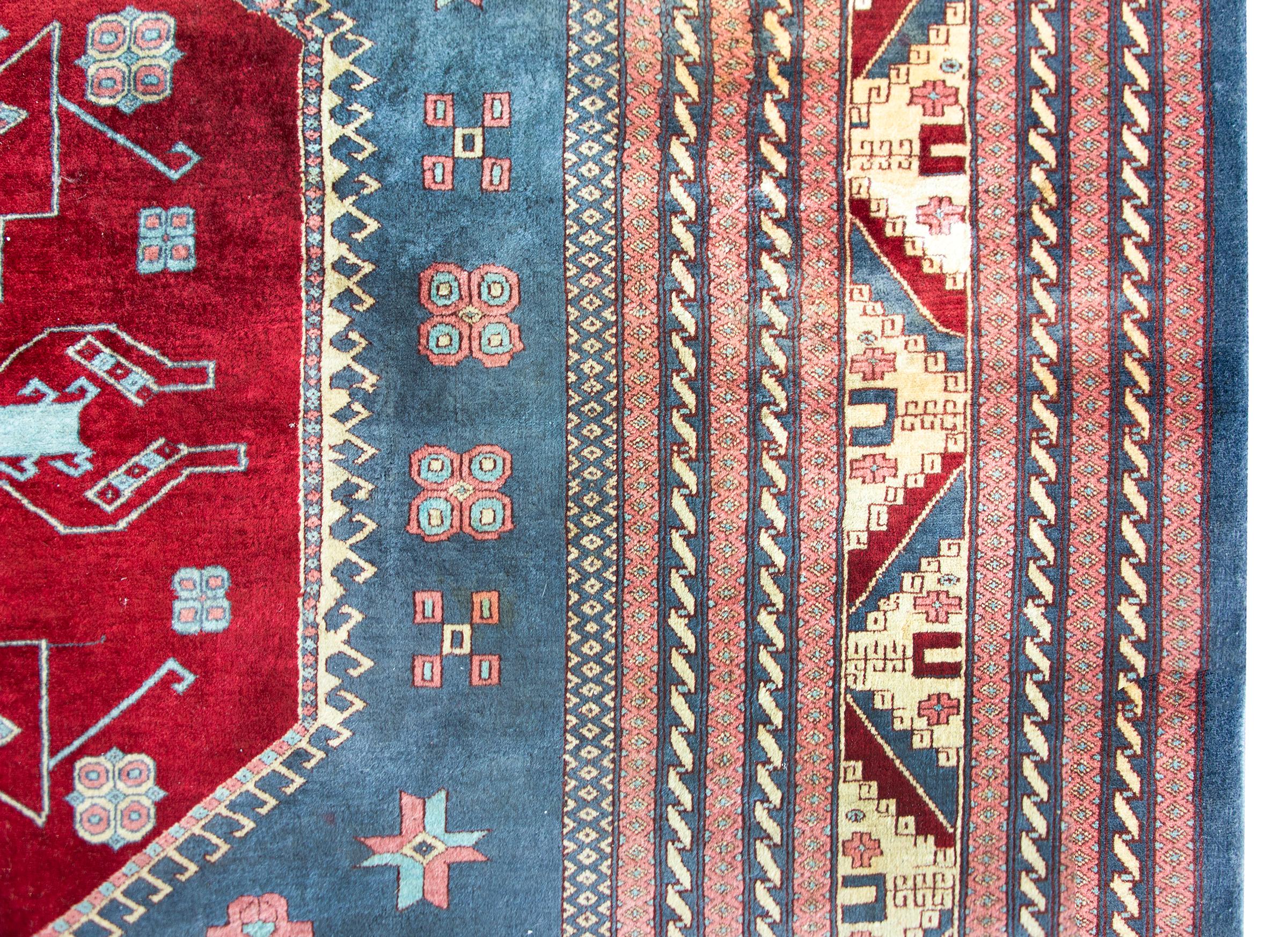 Mid-20th Century Pakistani Bokhara Rug In Good Condition For Sale In Chicago, IL