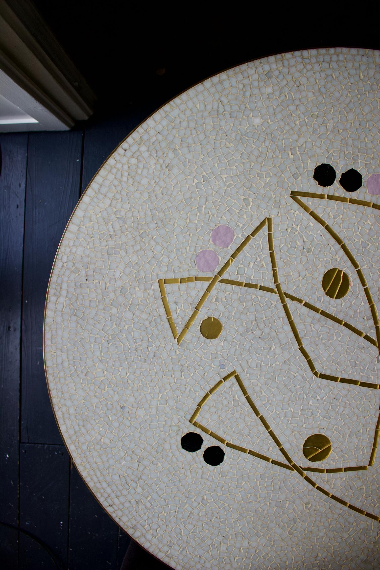 Mid-Century Modern Pale Grey Mosaic Table with Gold and Lilac Accents, Germany 9