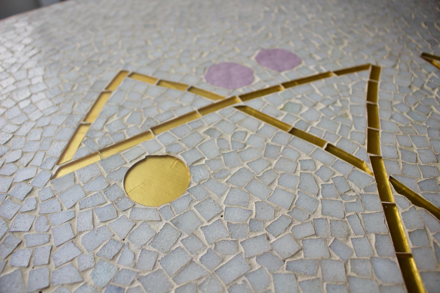 Mid-Century Modern Pale Grey Mosaic Table with Gold and Lilac Accents, Germany 11