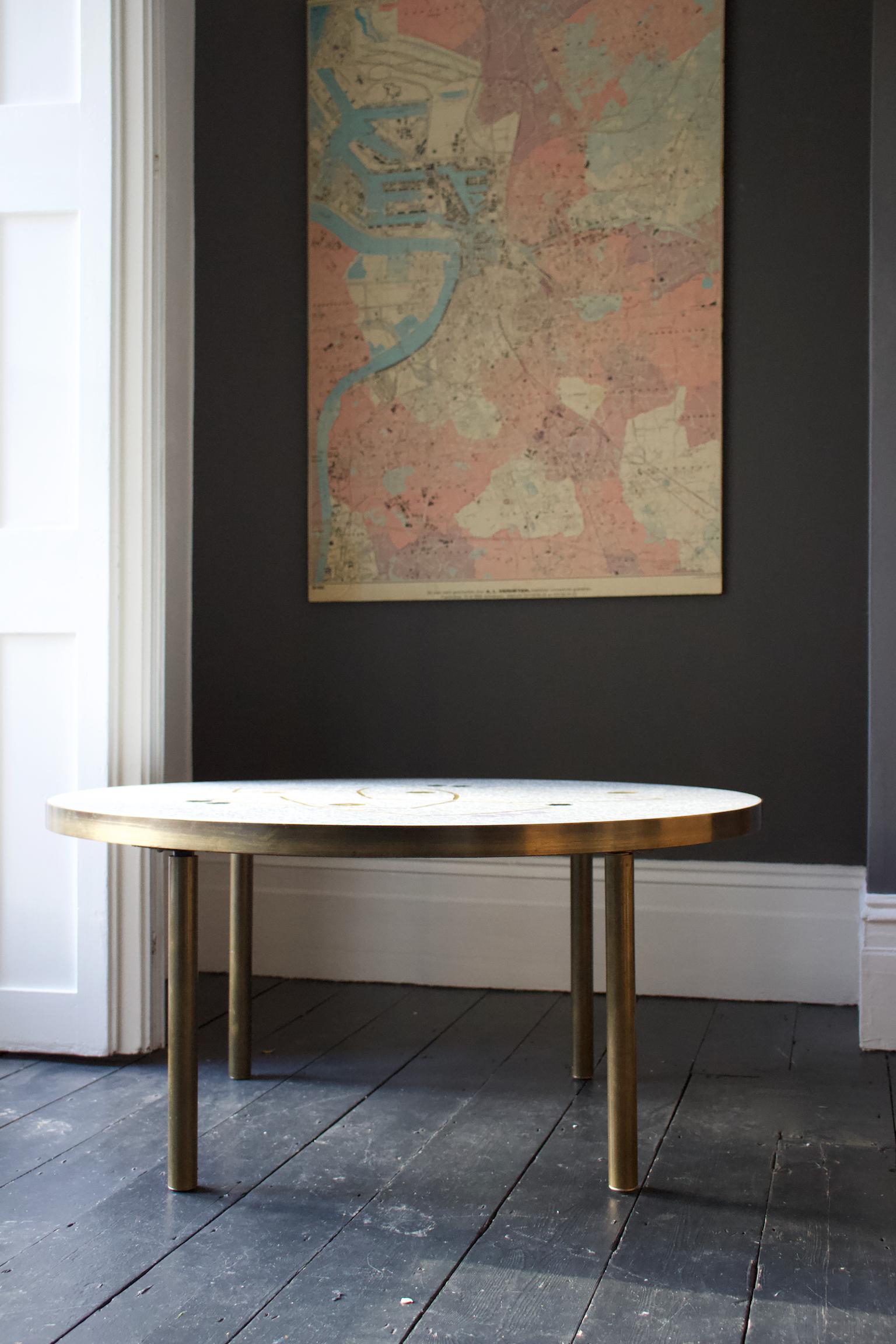 20th Century Mid-Century Modern Pale Grey Mosaic Table with Gold and Lilac Accents, Germany