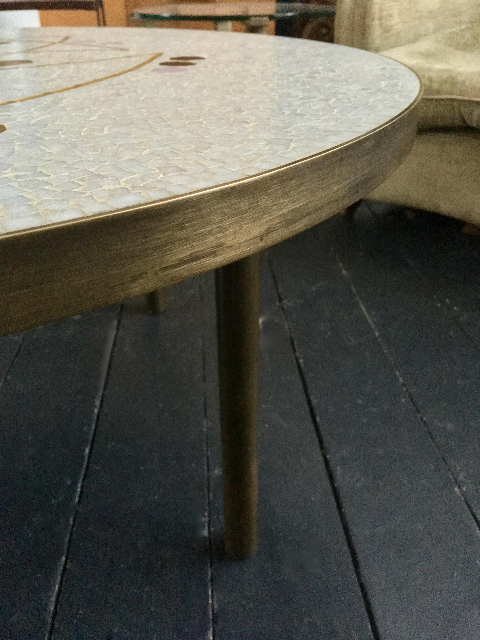 Mid-Century Modern Pale Grey Mosaic Table with Gold and Lilac Accents, Germany 3