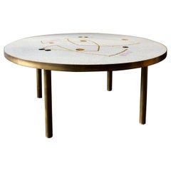 Mid-Century Modern Pale Grey Mosaic Table with Gold and Lilac Accents, Germany