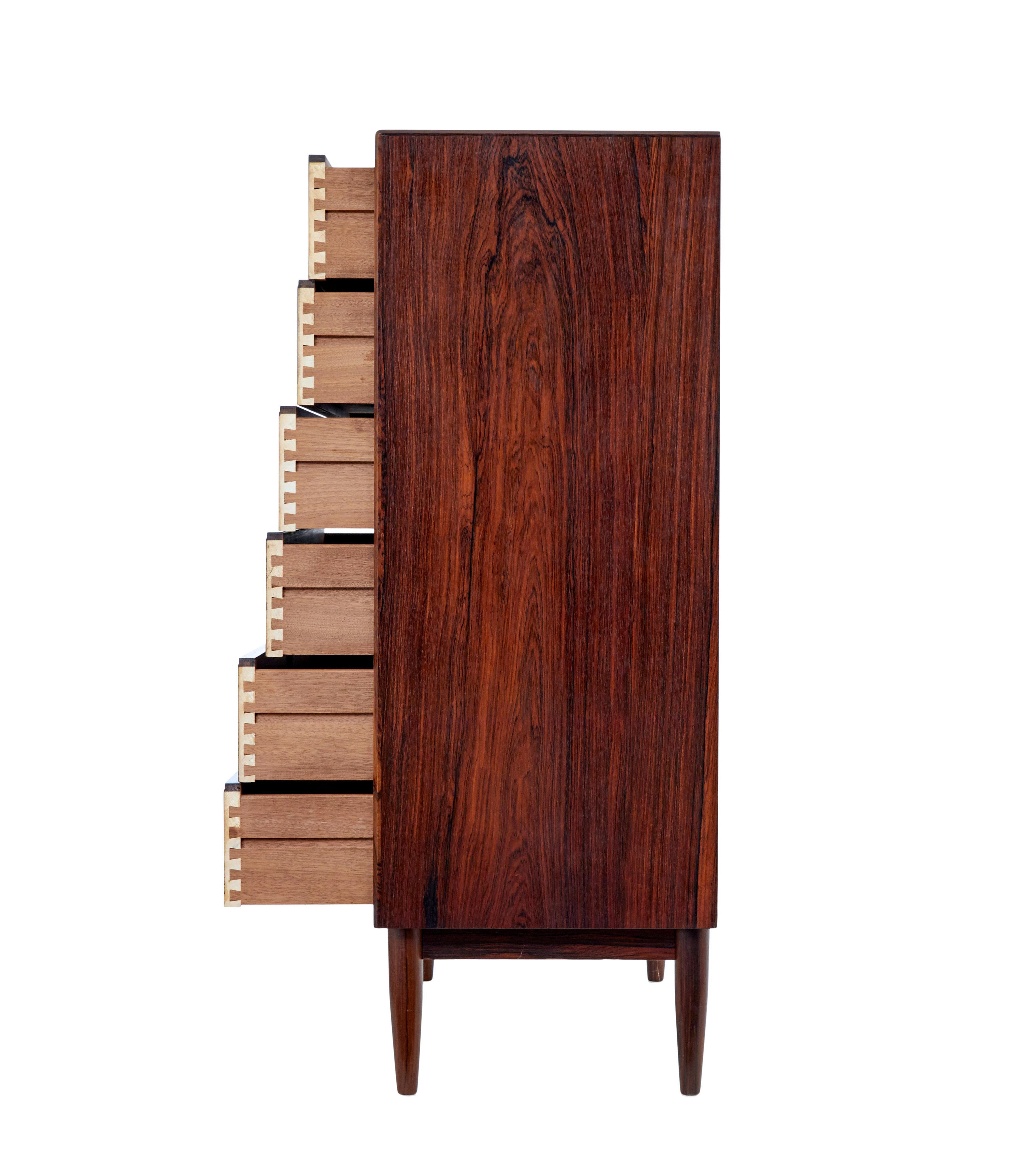 Swedish Mid-20th Century Palisander Tall Chest of Drawers For Sale