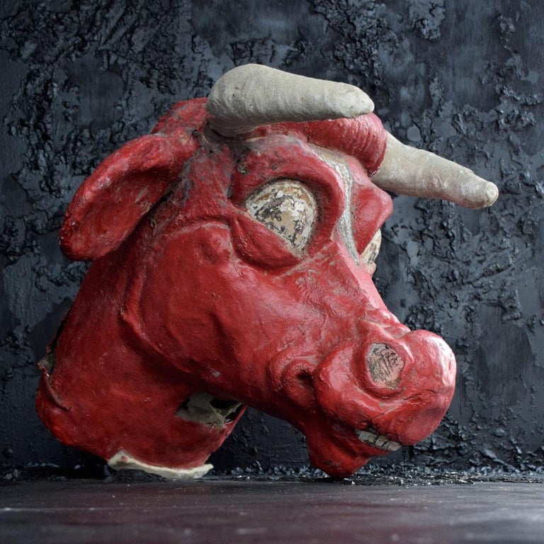British Mid-20th Century Papier Mache Bull Carnival Mask
