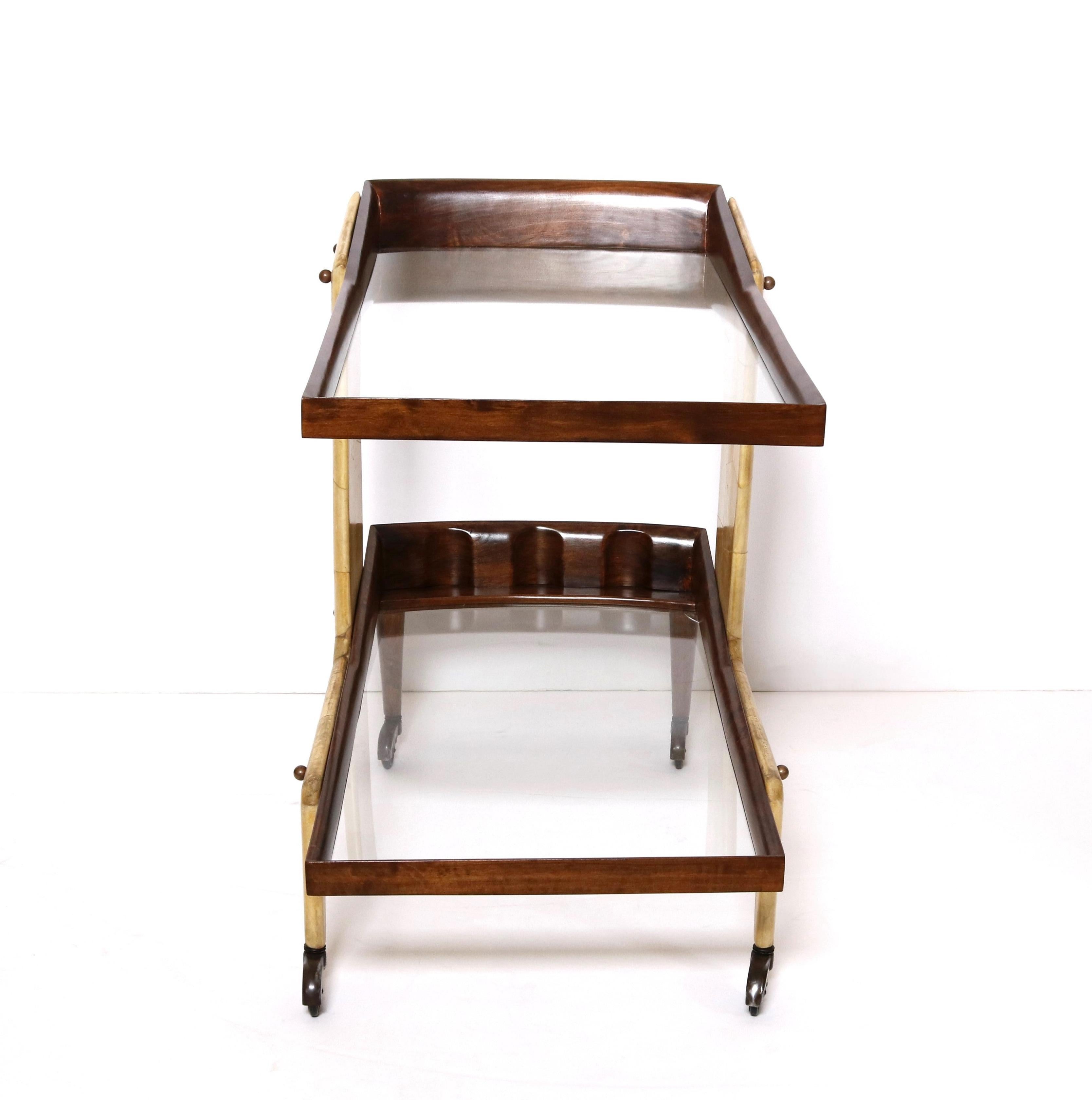 Carrello da bar in pergamena della metà del XX secolo, Italia, anni '50 circa in vendita 4