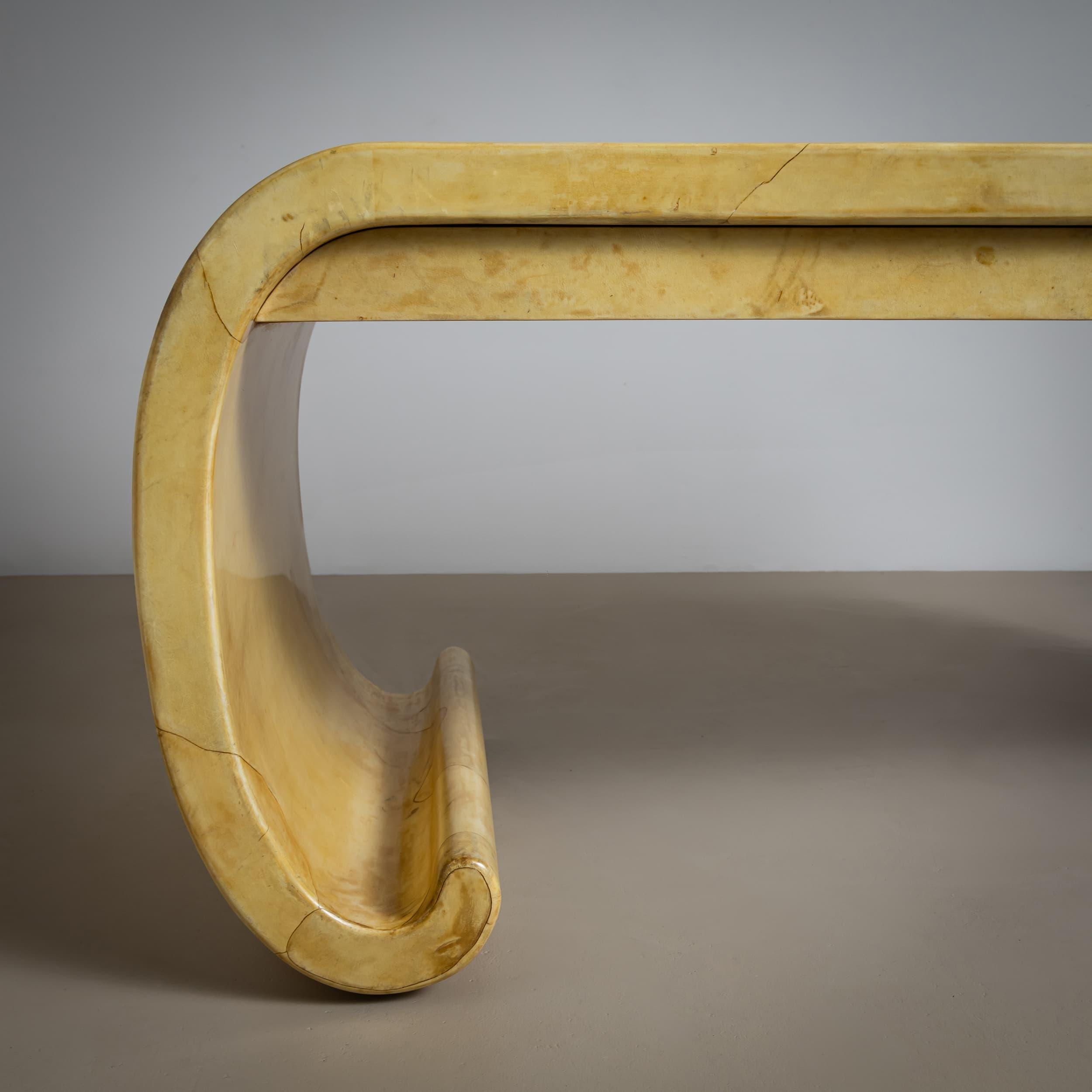 French Mid-20th Century Parchment-Covered Desk, Likely France For Sale