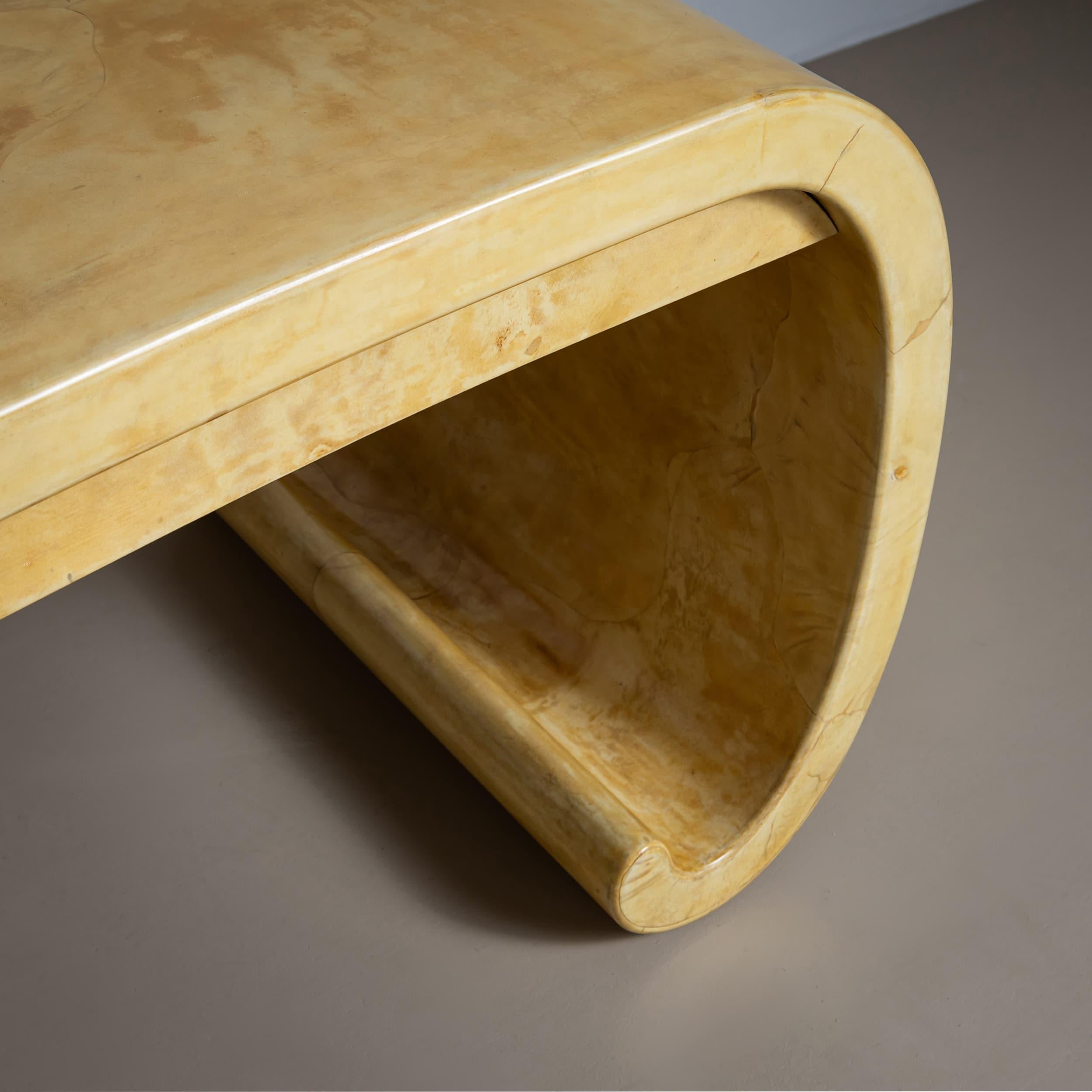Mid-20th Century Parchment-Covered Desk, Likely France For Sale 1