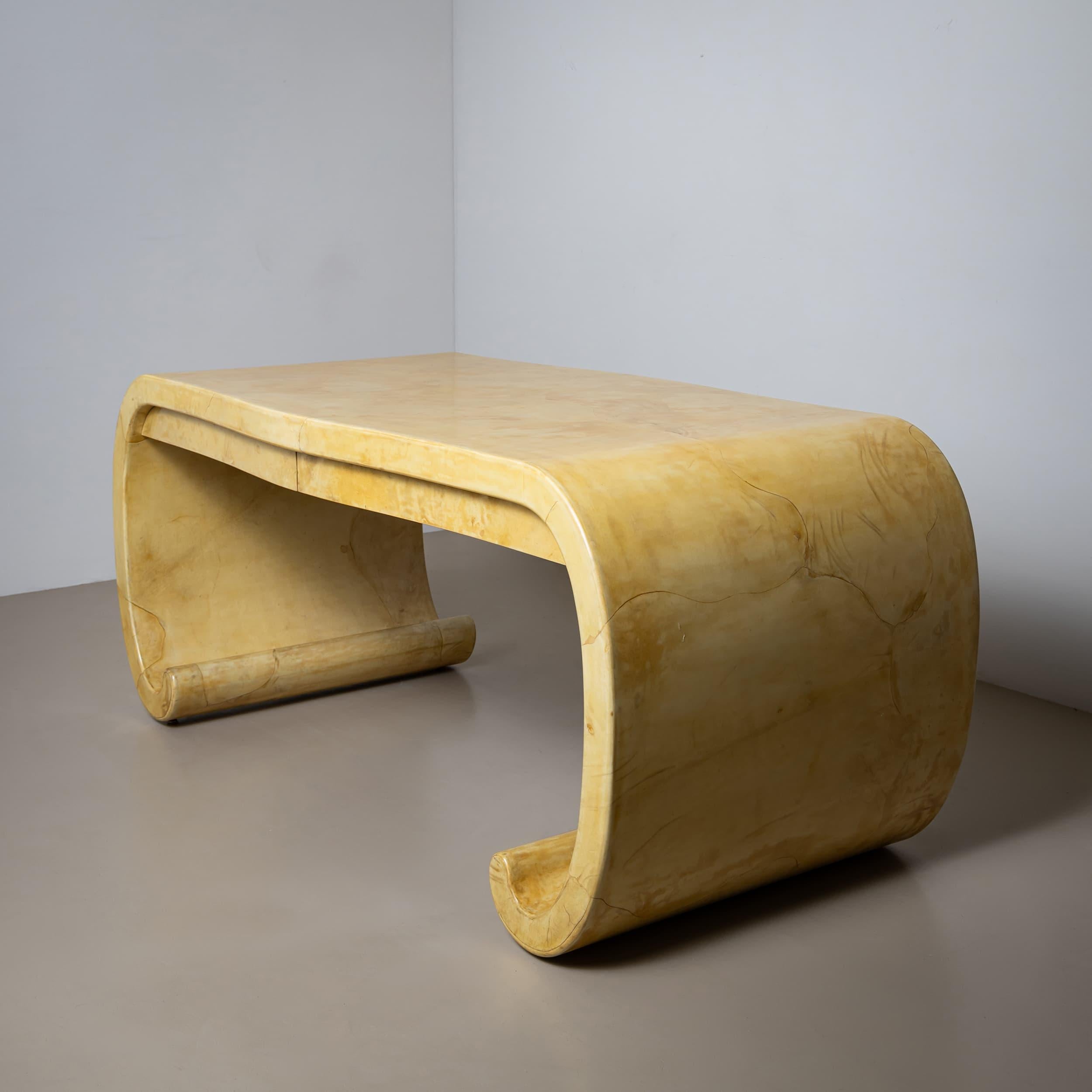 Mid-20th Century Parchment-Covered Desk, Likely France For Sale 2