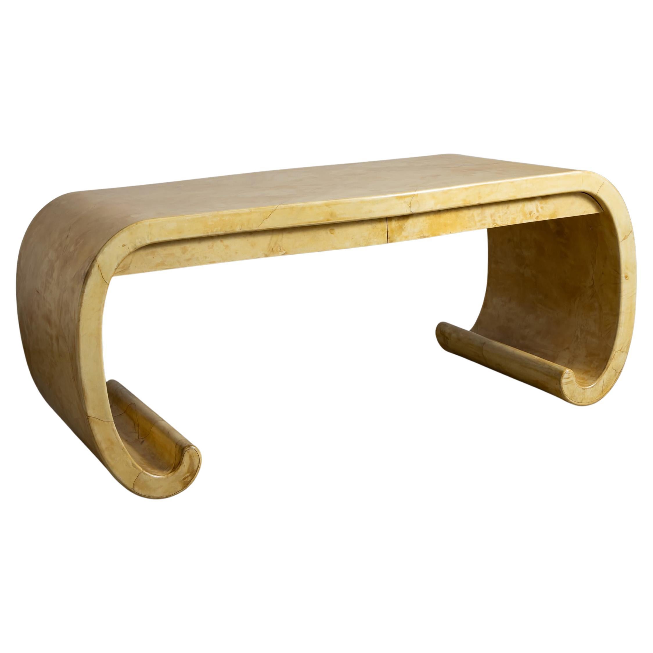 Mid-20th Century Parchment-Covered Desk, Likely France