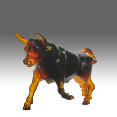 Mid 20th Century Pate de Verre Glass Sculpture entitled "Taureau" by Daum