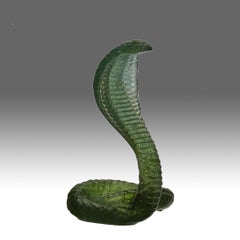 Mid 20th Century Pate de Verre Sculpture entitled "Rearing Cobra" by Daum