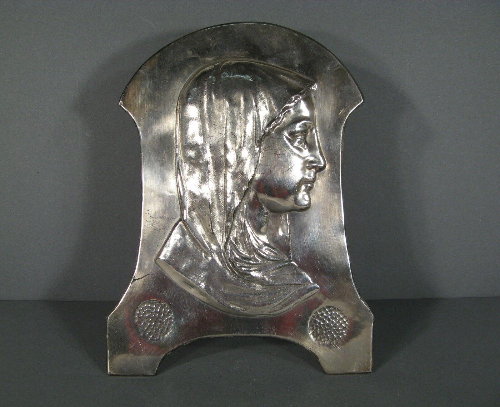 Mid-20th Century Patinated Metal Bas-Relief of the Virgin Mary -1Y60 5