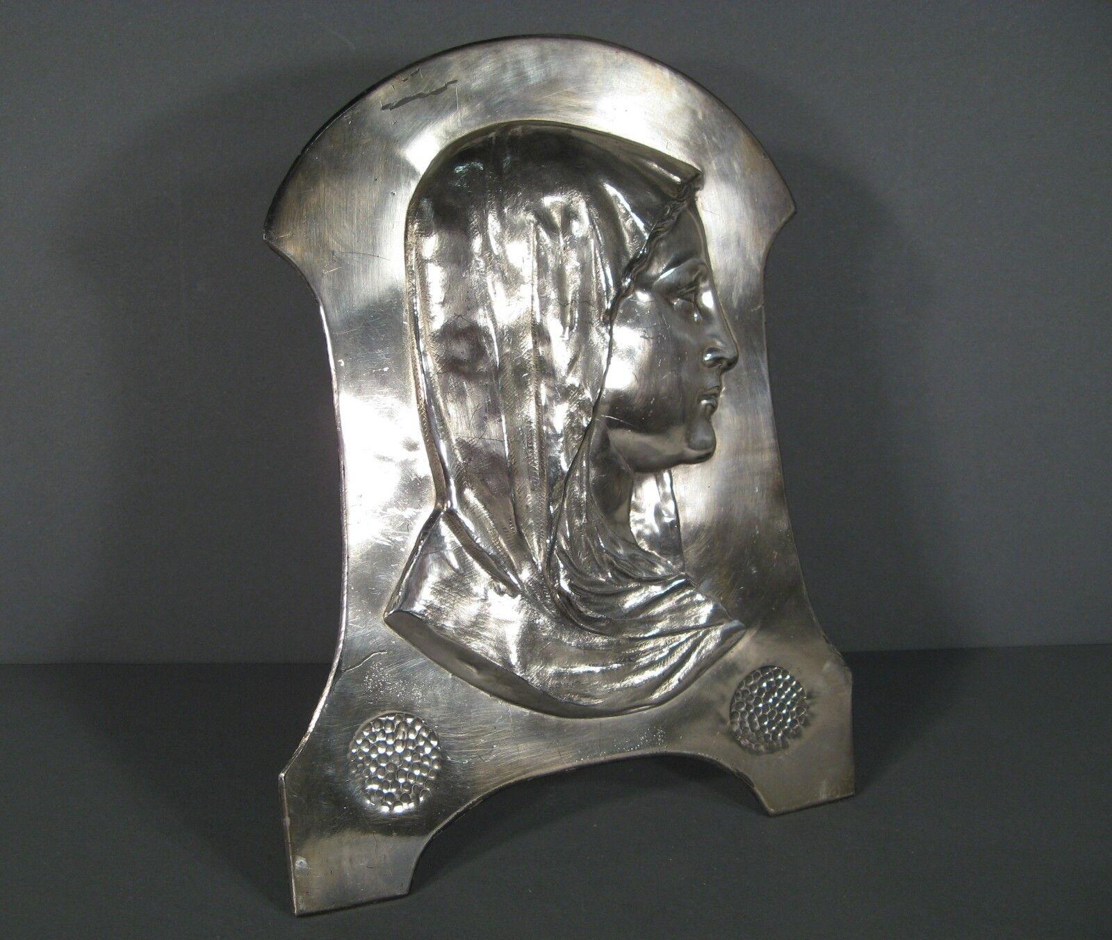 Mid-20th Century Patinated Metal Bas-Relief of the Virgin Mary -1Y60 2