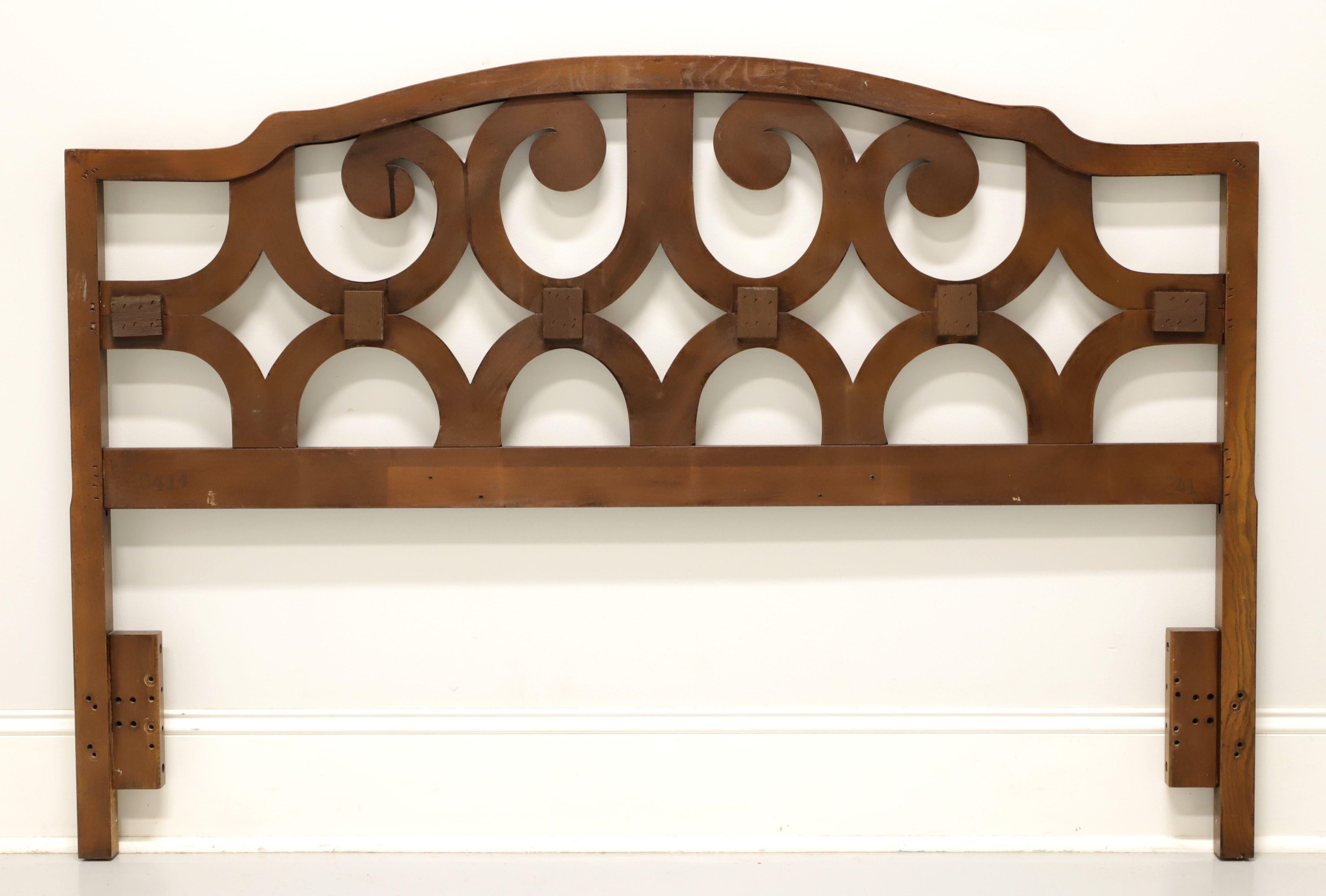 American Mid 20th Century Pecan Spanish Style Full Size Headboard For Sale