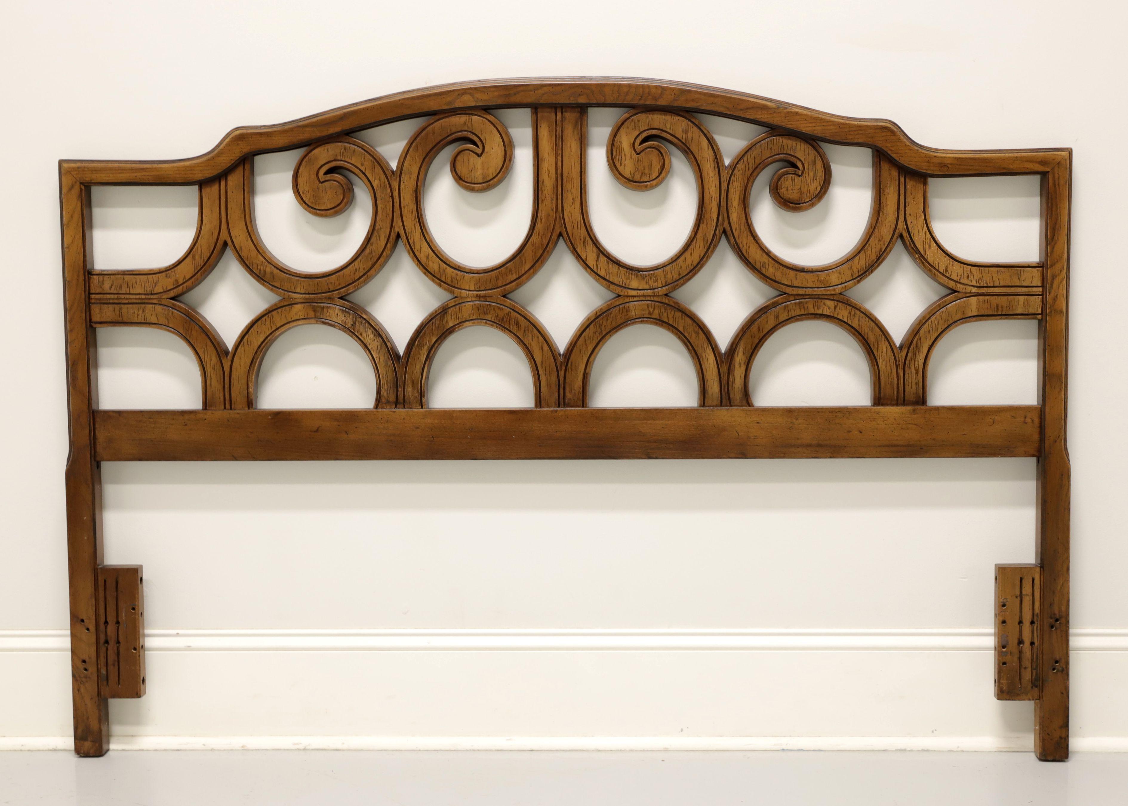 Mid 20th Century Pecan Spanish Style Full Size Headboard In Good Condition For Sale In Charlotte, NC