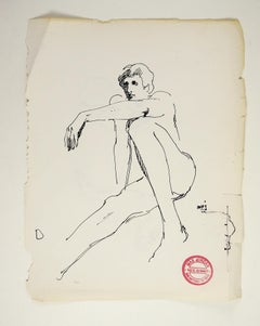 Mid 20th Century Pen & Ink Male Nude Study