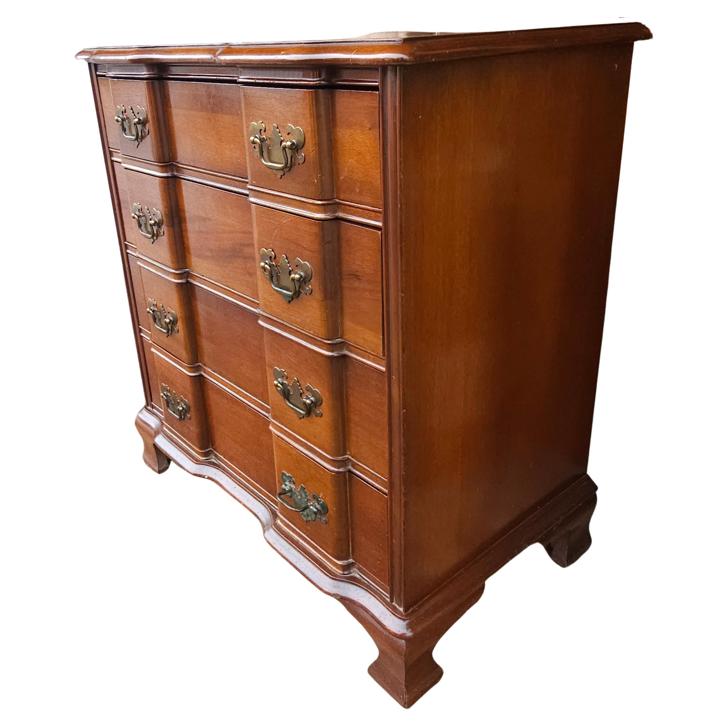American Mid 20th Century Permacraft Chippendale Block Front Mahogany Chest of Drawers For Sale