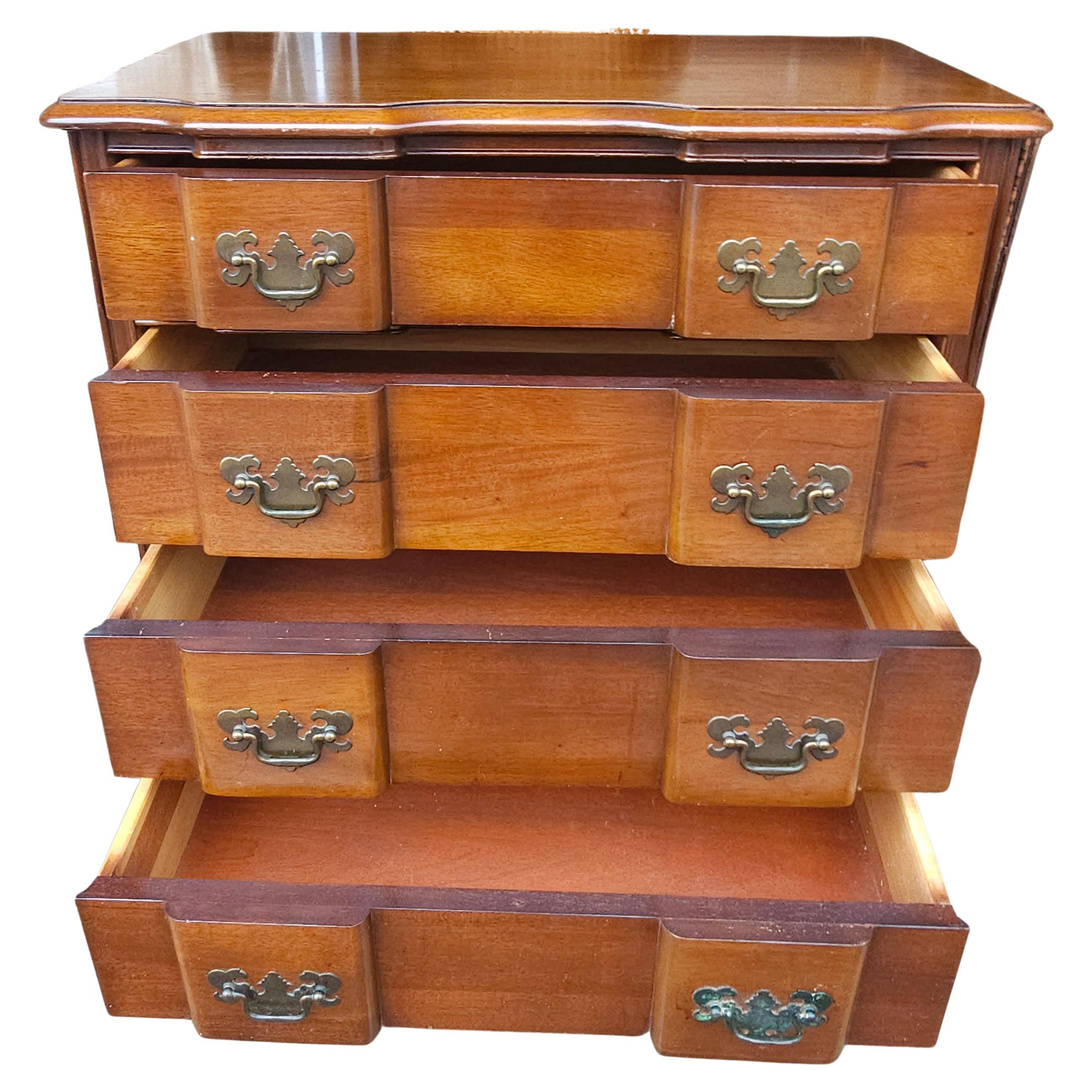 Mid 20th Century Permacraft Chippendale Block Front Mahogany Chest of Drawers For Sale 1