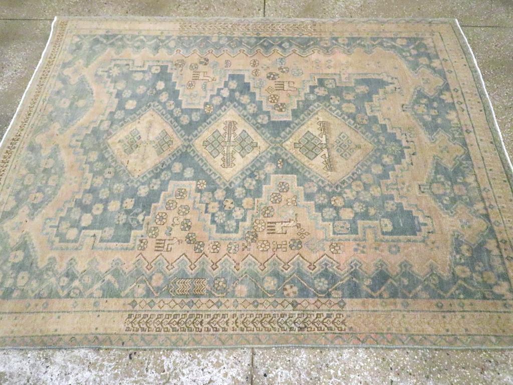 Hand-Knotted Mid-20th Century Persian Afshar Accent Rug For Sale