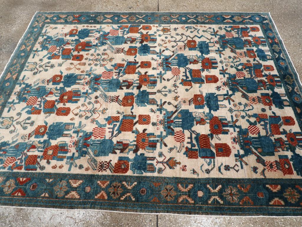 Mid-20th Century Persian Afshar Accent Rug Persa en venta